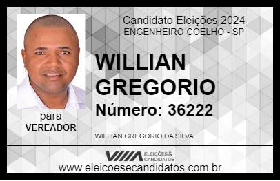 Candidato WILLIAN GREGORIO 2024 - ENGENHEIRO COELHO - Eleições