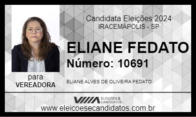 Candidato ELIANE FEDATO 2024 - IRACEMÁPOLIS - Eleições