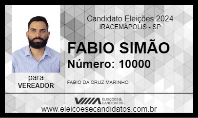 Candidato FABIO SIMÃO 2024 - IRACEMÁPOLIS - Eleições