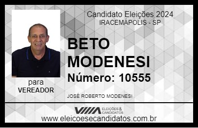 Candidato BETO MODENESI 2024 - IRACEMÁPOLIS - Eleições