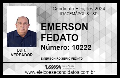 Candidato EMERSON  FEDATO  2024 - IRACEMÁPOLIS - Eleições