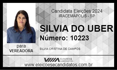 Candidato SILVIA DO UBER 2024 - IRACEMÁPOLIS - Eleições