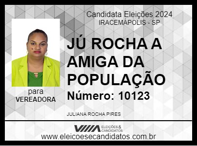 Candidato JÚ ROCHA A AMIGA DA POPULAÇÃO  2024 - IRACEMÁPOLIS - Eleições