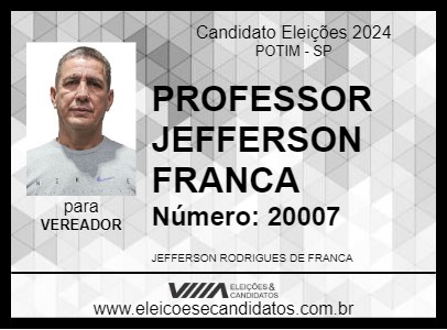 Candidato PROFESSOR JEFFERSON FRANCA 2024 - POTIM - Eleições