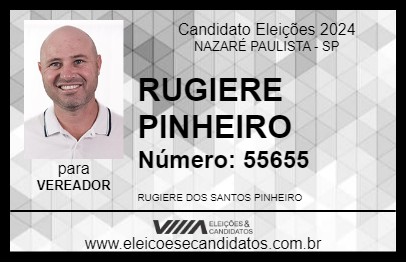 Candidato RUGIERE PINHEIRO 2024 - NAZARÉ PAULISTA - Eleições