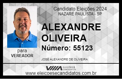 Candidato ALEXANDRE OLIVEIRA 2024 - NAZARÉ PAULISTA - Eleições