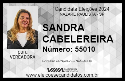 Candidato SANDRA CABELEIREIRA 2024 - NAZARÉ PAULISTA - Eleições