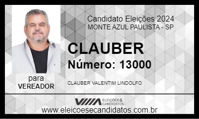 Candidato CLAUBER 2024 - MONTE AZUL PAULISTA - Eleições