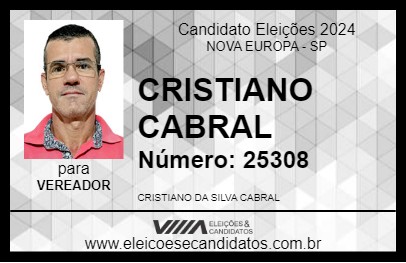 Candidato CRISTIANO CABRAL 2024 - NOVA EUROPA - Eleições