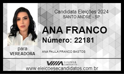 Candidato ANA FRANCO 2024 - SANTO ANDRÉ - Eleições