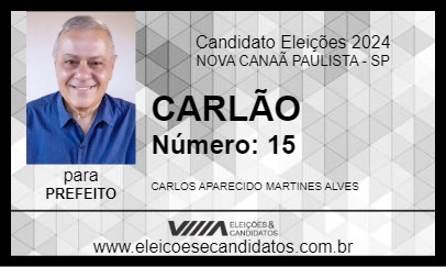 Candidato CARLÃO 2024 - NOVA CANAÃ PAULISTA - Eleições