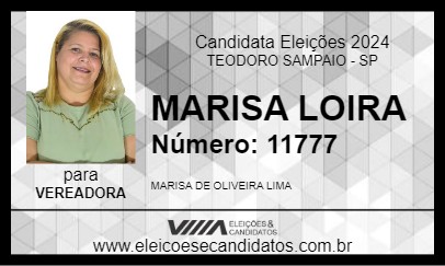 Candidato MARISA LOIRA 2024 - TEODORO SAMPAIO - Eleições