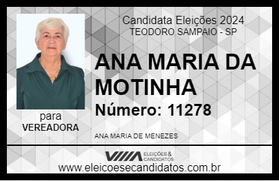 Candidato ANA MARIA DA MOTINHA 2024 - TEODORO SAMPAIO - Eleições