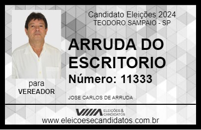 Candidato ARRUDA DO ESCRITORIO 2024 - TEODORO SAMPAIO - Eleições