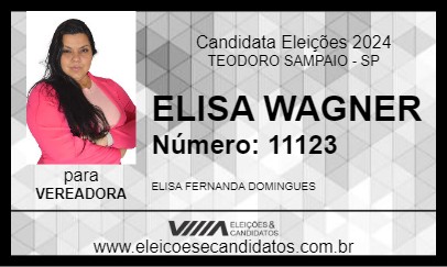 Candidato ELISA WAGNER 2024 - TEODORO SAMPAIO - Eleições