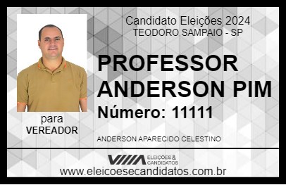 Candidato PROFESSOR ANDERSON PIM 2024 - TEODORO SAMPAIO - Eleições