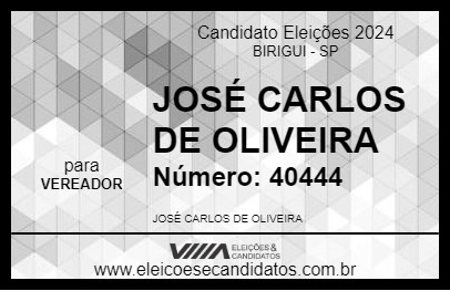 Candidato JOSÉ CARLOS DE OLIVEIRA 2024 - BIRIGUI - Eleições