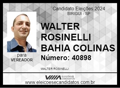 Candidato WALTER ROSINELLI BAHIA COLINAS 2024 - BIRIGUI - Eleições