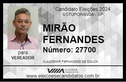 Candidato MIRÃO FERNANDES 2024 - VOTUPORANGA - Eleições