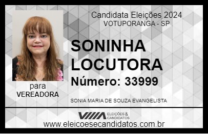 Candidato SONINHA LOCUTORA 2024 - VOTUPORANGA - Eleições