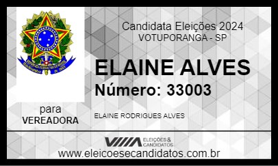 Candidato ELAINE ALVES 2024 - VOTUPORANGA - Eleições