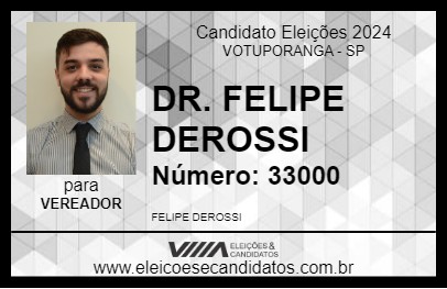 Candidato DR. FELIPE DEROSSI 2024 - VOTUPORANGA - Eleições