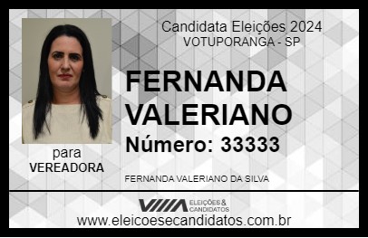 Candidato FERNANDA VALERIANO 2024 - VOTUPORANGA - Eleições