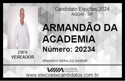 Candidato ARMANDÃO DA ACADEMIA  2024 - AGUAÍ - Eleições