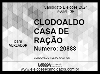 Candidato CLODOALDO CASA DE RAÇÃO 2024 - AGUAÍ - Eleições