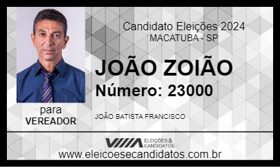 Candidato JOÃO ZOIÃO 2024 - MACATUBA - Eleições