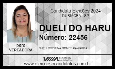 Candidato SUELI DO HARU 2024 - RUBIÁCEA - Eleições