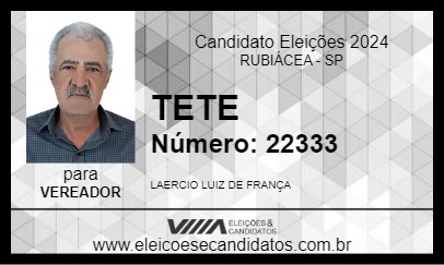 Candidato TETE 2024 - RUBIÁCEA - Eleições