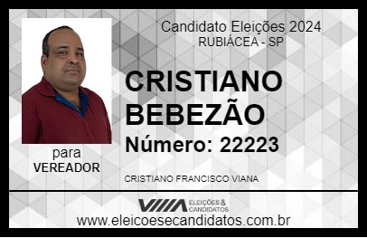 Candidato CRISTIANO BEBEZÃO 2024 - RUBIÁCEA - Eleições