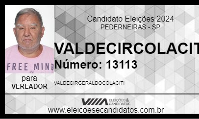 Candidato VALDECIRCOLACITI 2024 - PEDERNEIRAS - Eleições