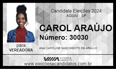 Candidato CAROL ARAÚJO 2024 - AGUAÍ - Eleições