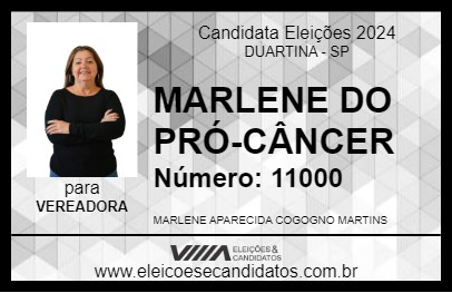 Candidato MARLENE DO PRÓ-CÂNCER 2024 - DUARTINA - Eleições