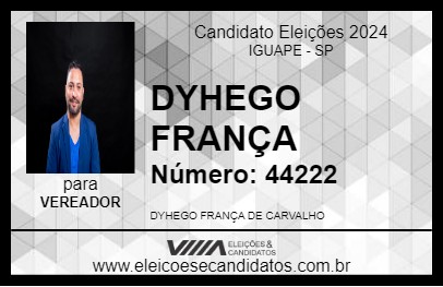 Candidato DYHEGO FRANÇA 2024 - IGUAPE - Eleições