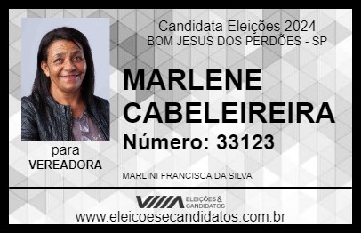 Candidato MARLENE CABELEIREIRA 2024 - BOM JESUS DOS PERDÕES - Eleições