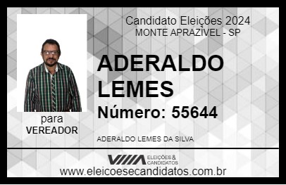 Candidato ADERALDO LEMES 2024 - MONTE APRAZÍVEL - Eleições