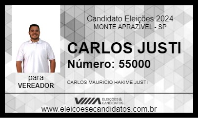 Candidato CARLOS JUSTI 2024 - MONTE APRAZÍVEL - Eleições