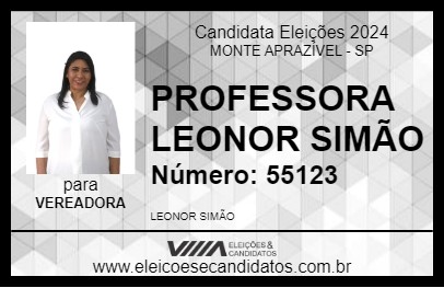 Candidato PROFESSORA LEONOR SIMÃO 2024 - MONTE APRAZÍVEL - Eleições