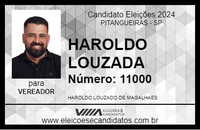 Candidato HAROLDO LOUZADA 2024 - PITANGUEIRAS - Eleições