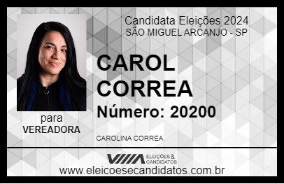 Candidato CAROL CORREA 2024 - SÃO MIGUEL ARCANJO - Eleições