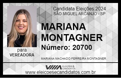 Candidato MARIANA MONTAGNER 2024 - SÃO MIGUEL ARCANJO - Eleições