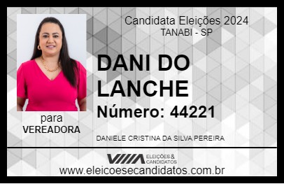 Candidato DANI DO LANCHE 2024 - TANABI - Eleições