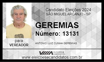 Candidato GEREMIAS 2024 - SÃO MIGUEL ARCANJO - Eleições