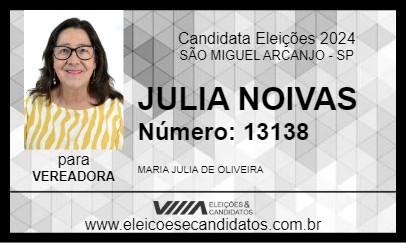 Candidato JULIA NOIVAS 2024 - SÃO MIGUEL ARCANJO - Eleições