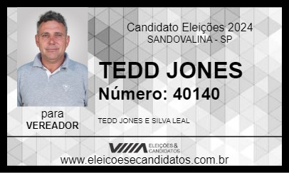 Candidato TEDD JONES 2024 - SANDOVALINA - Eleições