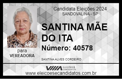 Candidato SANTINA MÃE DO ITA 2024 - SANDOVALINA - Eleições