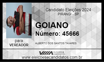 Candidato GOIANO 2024 - PIRANGI - Eleições